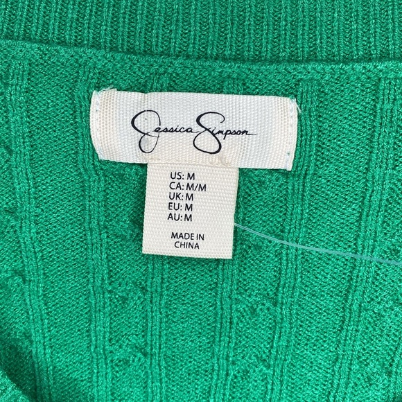 Jessica Simpson Green Cable Knit V-Neck Sweater NWOT Size M - Picture 6 of 9
